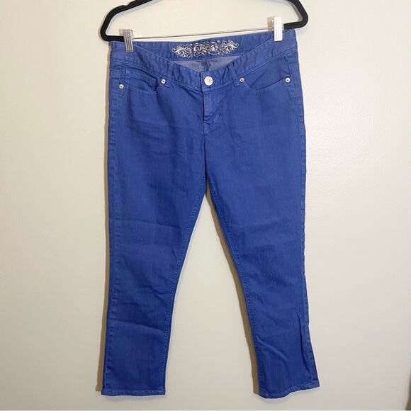 Express Zelda Slim Fit Ultra Low Rise Crop Jean Legging Jeans Blue Size 10 - Picture 1 of 16